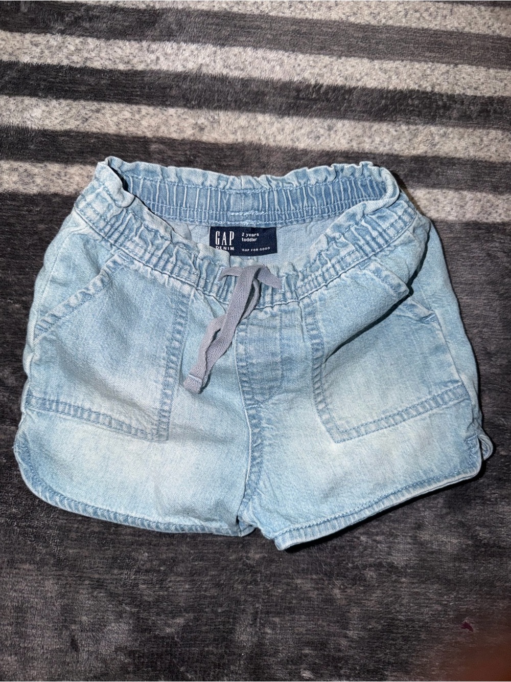 GAP Light Wash Denim Drawstring Kids Shorts